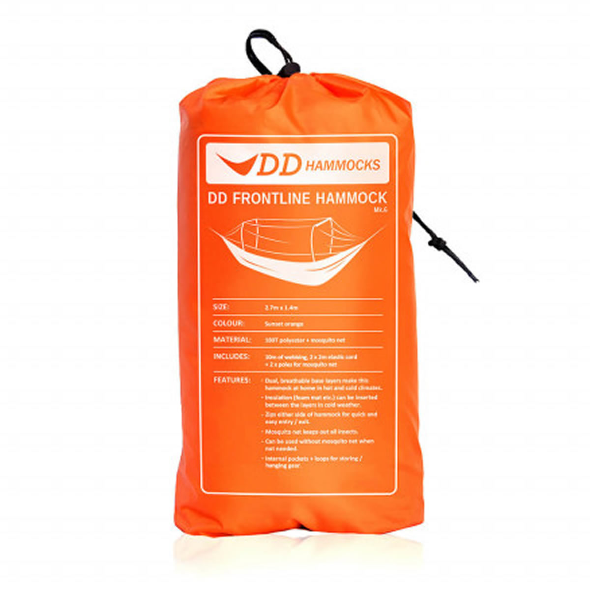 Hamac Frontline Sunset Orange DD Hammocks, 2.7mx1.4m