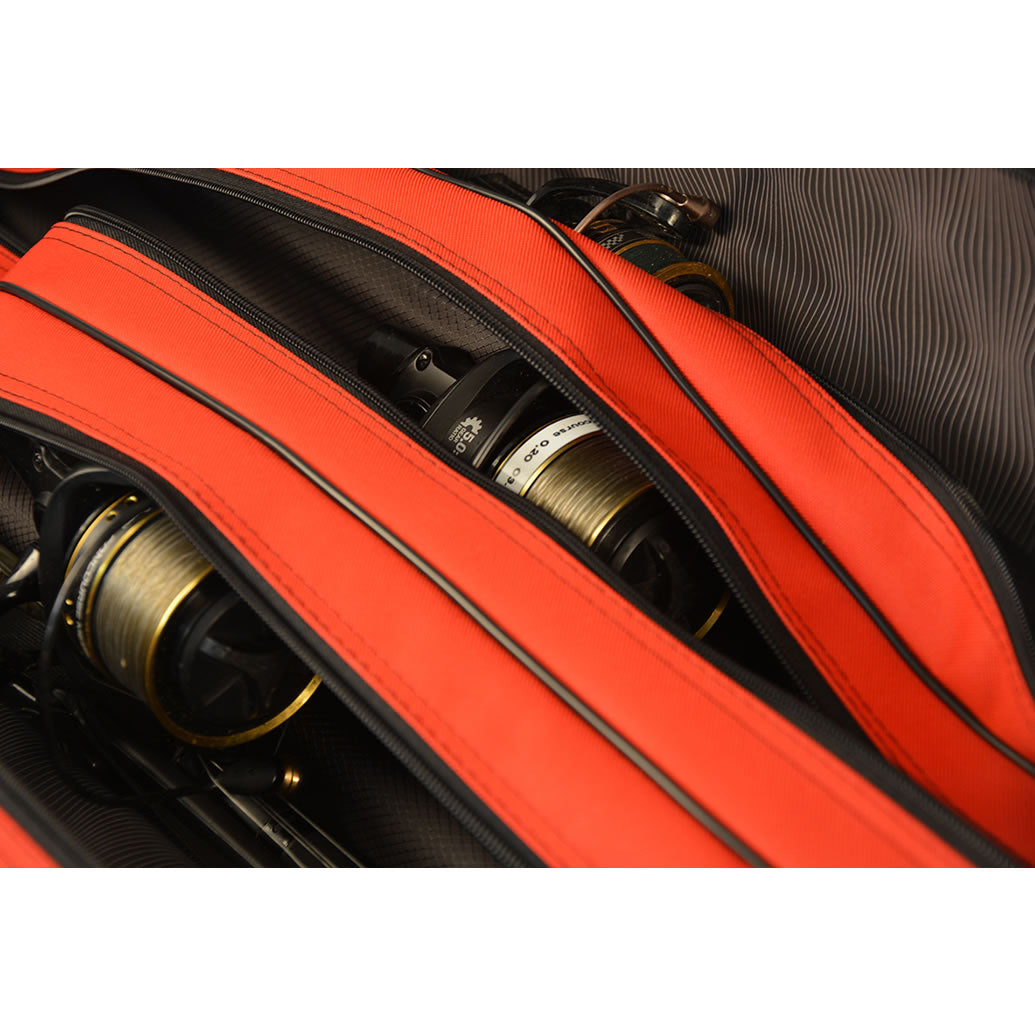 Husa BENZAR MIX pentru 3 Lansete cu Mulineta, Black / Red, 145cm