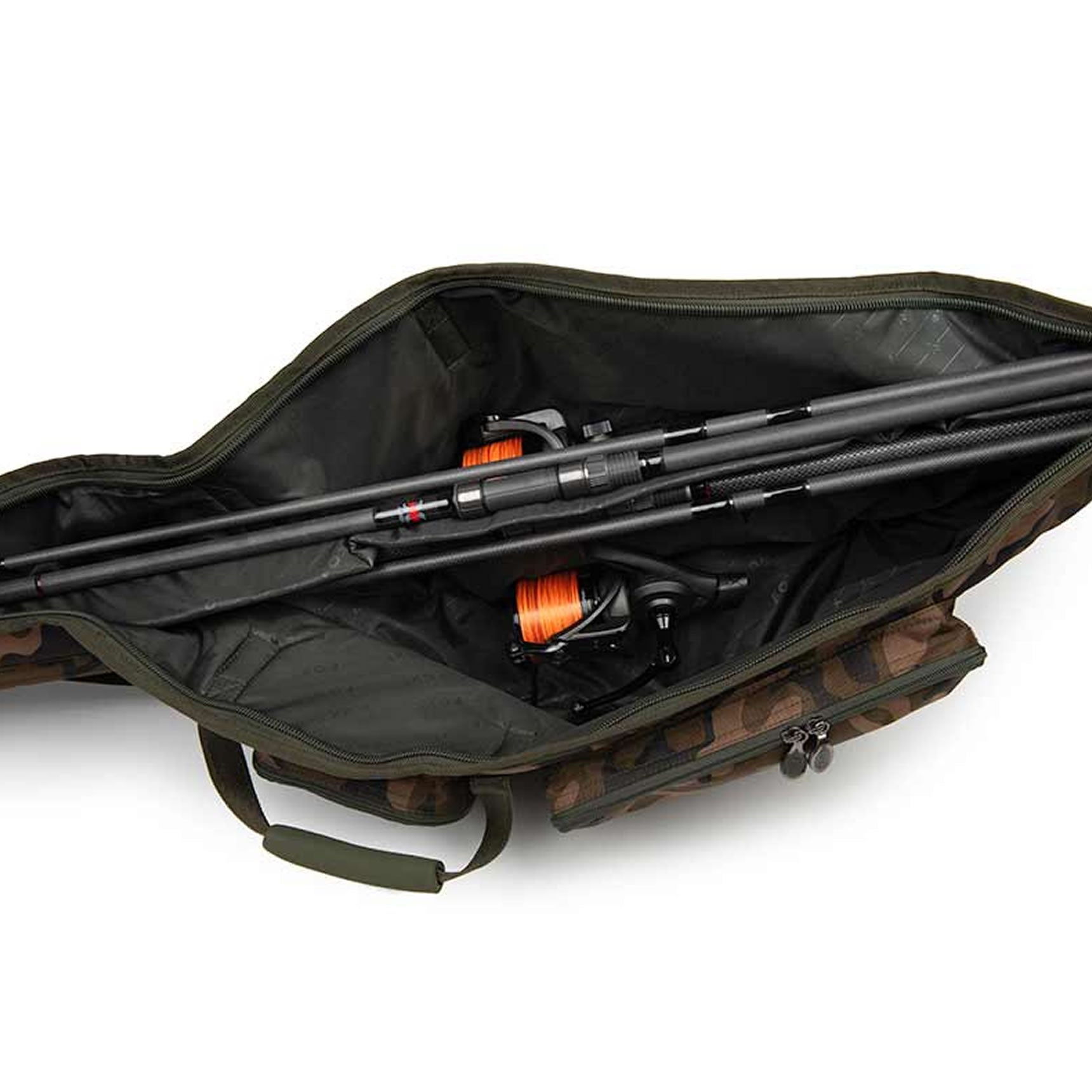 Husa Lansete cu Mulinete Fox Camolite Double Spod Jackets 13ft, 2 Compartimente