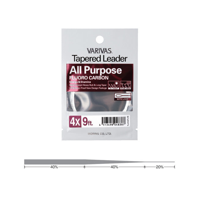INAINTAS MONOFILAMENT VARIVAS FLY ALL PURPOSE FLUORO 2X 9FT/2.74m