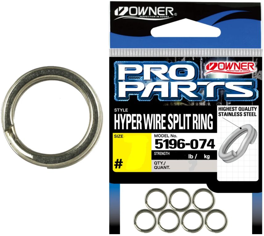 Inele Despicate Otel OWNER 5196 Hyper Wire Split Ring, Nr.8, 54kg, 7buc/pac