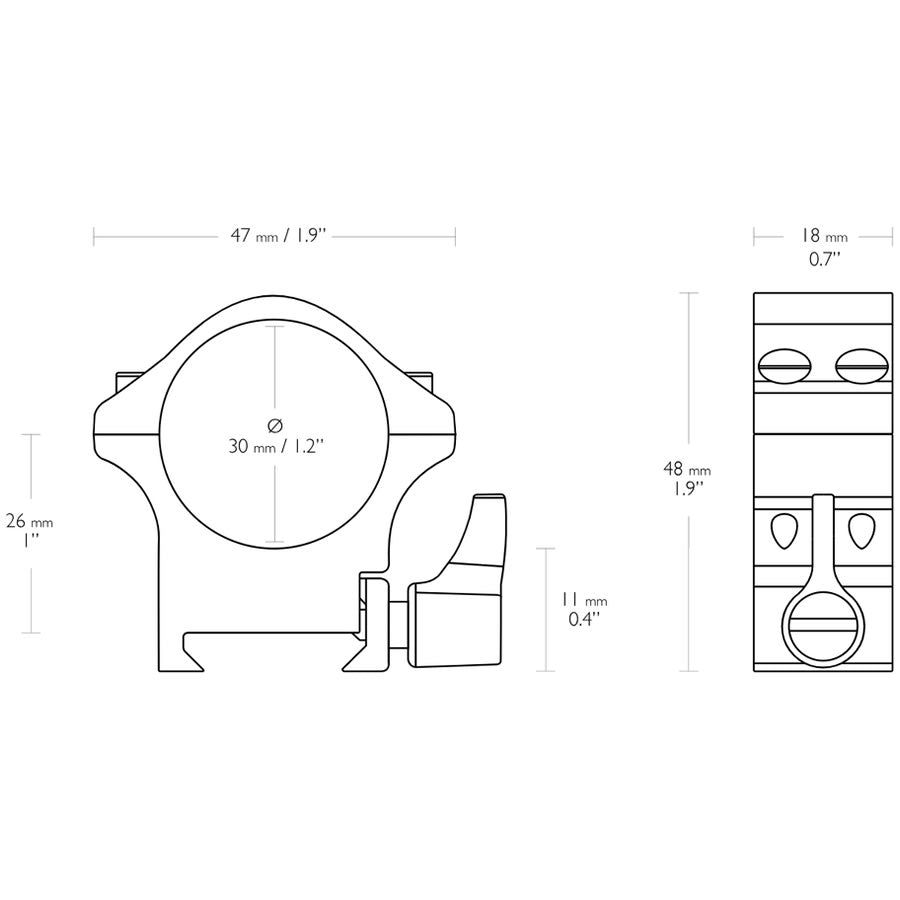 Inele Luneta HAWKE Professional Steel Ring Mounts 30mm 2 Piece Weaver Medium