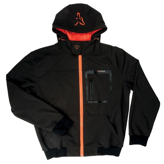 JACHETA FOX SOFTSHELL HOODY BLACK ORANGE