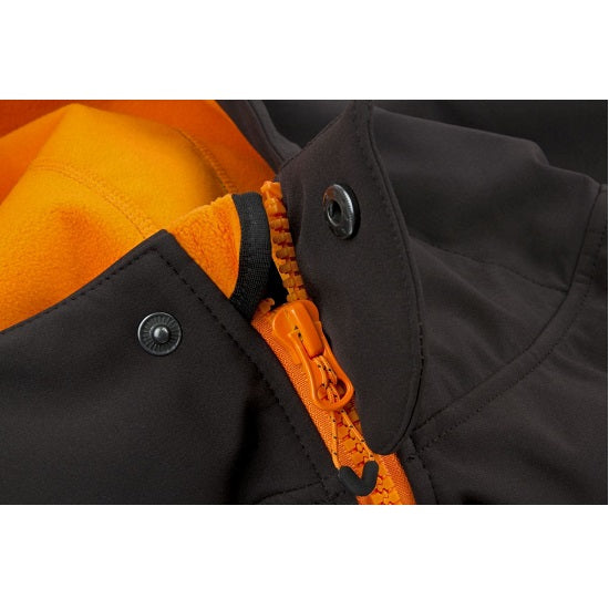 JACHETA FOX SOFTSHELL HOODY BLACK ORANGE