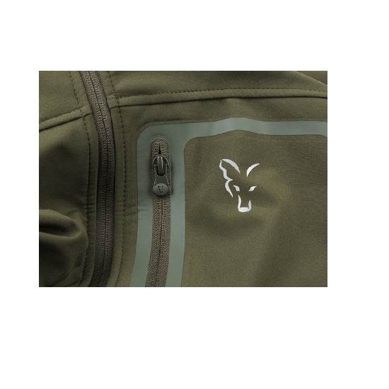 JACHETA SOFTSHELL FOX COLLECTION GREEN &amp; SILVER SHELL HOODIE
