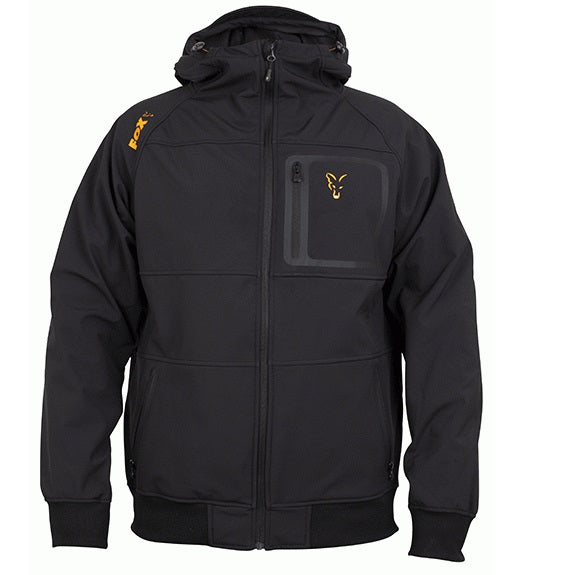 Jacheta Softshell FOX Collection Orange And Black Shell Hoodie