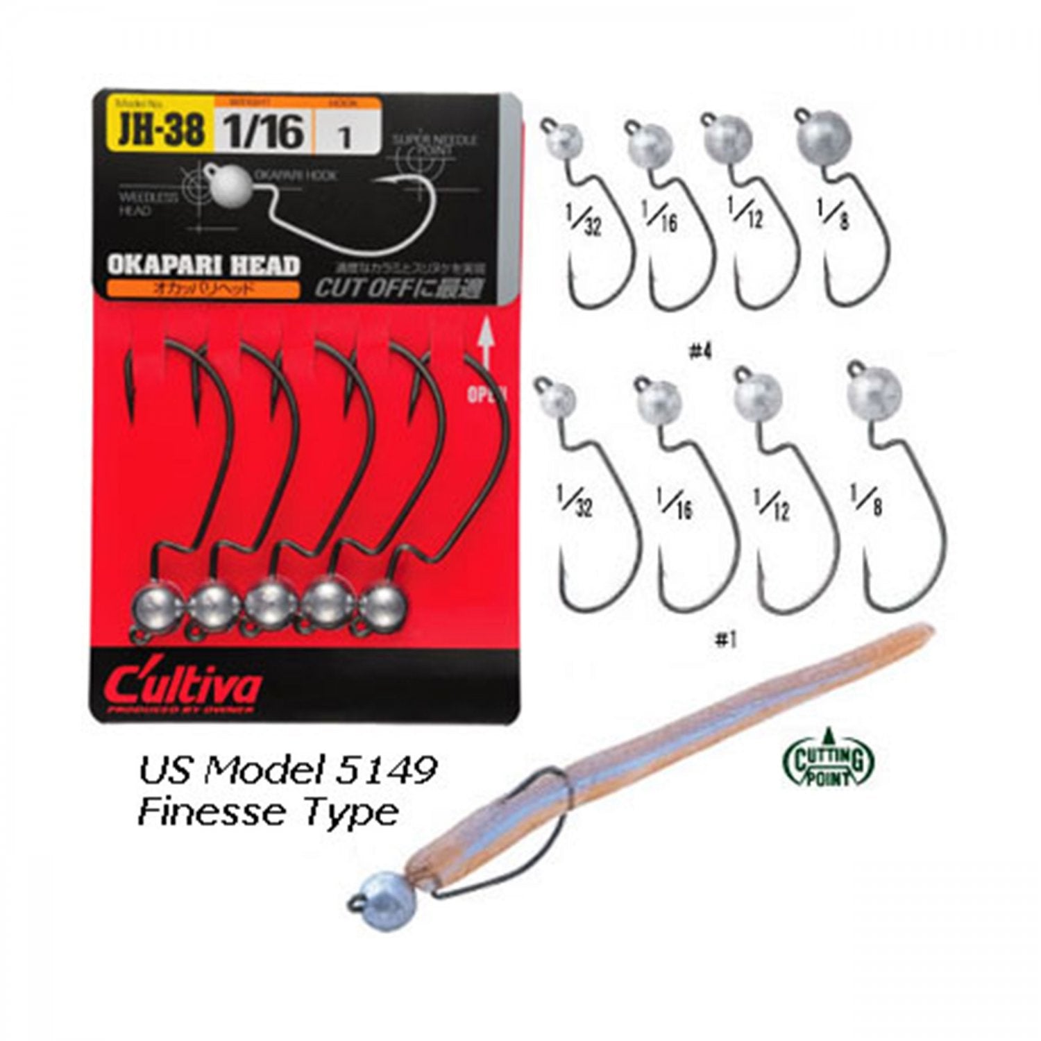 Jig Lestat Owner 5149 No.2/0 1/8Oz Ultra Head Finesse Type 3.54g 4buc/plic