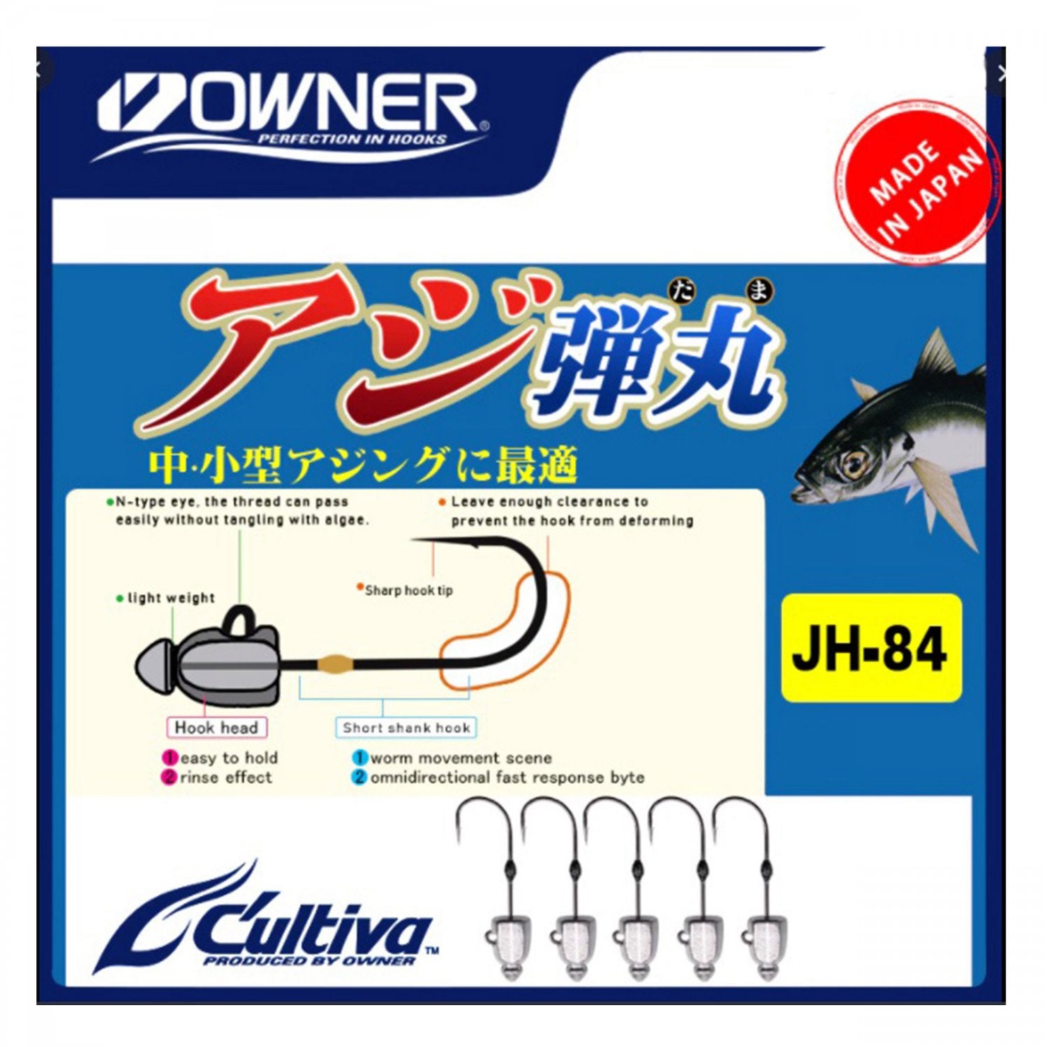 Jig Lestat Owner JH-84 No.8 0.6gr Bullet Jig Head 5buc/plic