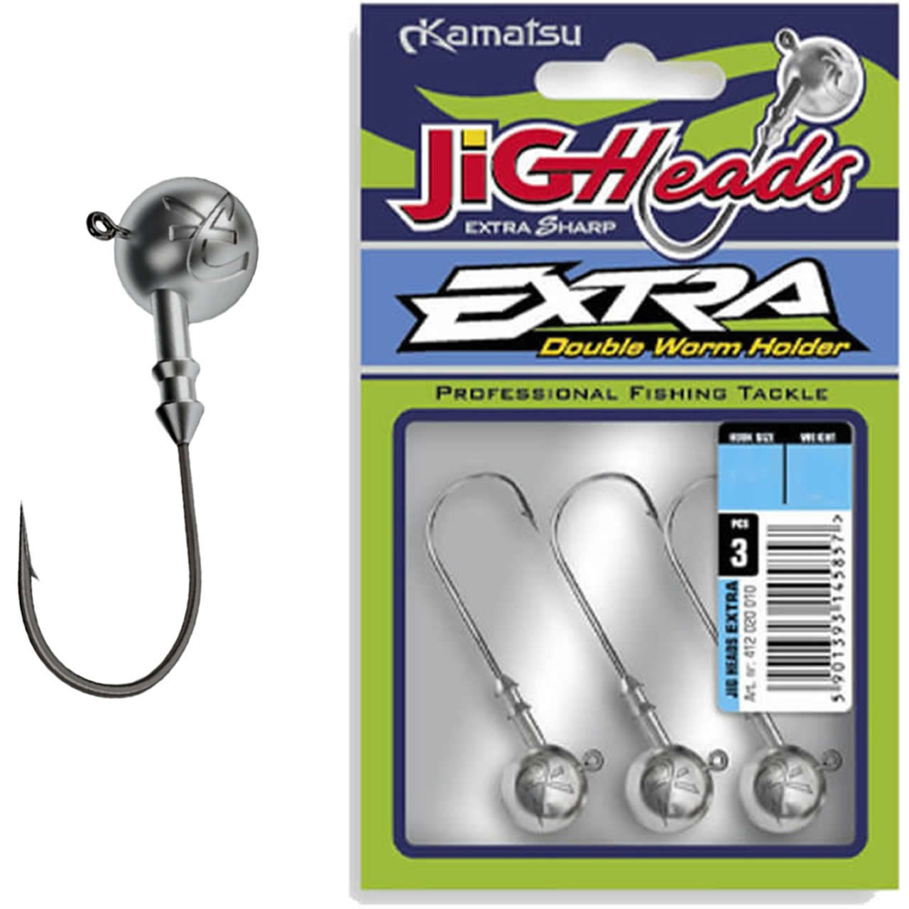 Jig Turnat KAMATSU Jighead Extra Double Worm Holder 3buc