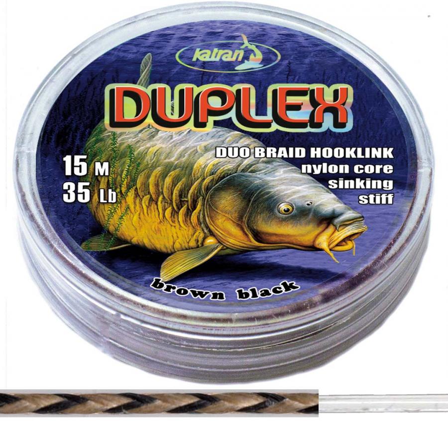 KATRAN Duo braided hook links DUPLEX 35Lb 15 M/35Lb/15M/brown black