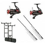 Kit 2 Lansete Garbolino Super Rocket Feeder 3.60m 25 75 g PLUS 2 Mulinete Sert Axo FD 4003 PLUS Rod Pod DAM MAD H Bar PLUS Buzzer Bar