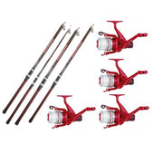 Kit 4 Lansete Garbolino 3.50 m 80 150 g Practis Predator Telepower PLUS 4 Mulinete Sert Twingear Rosu 401 RD