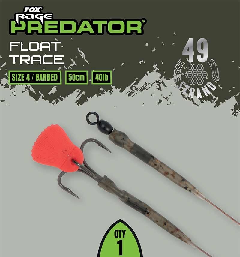 Kit Fox Rage Predator Float Trace, 52cm, 40lb, Size 4 Barbed, 1buc/pac