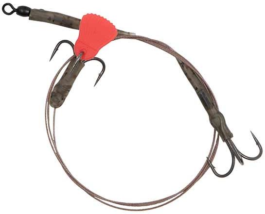 Kit Fox Rage Predator Twin Treble Trace, 30cm, 40lb, Size 4 Barbed, 1buc/pac