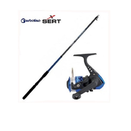 Kit Lanseta Garbolino Practis Predator Telespin 2.70m 40 80gr PLUS Mulineta Sert Spinny Albastru 201 FD