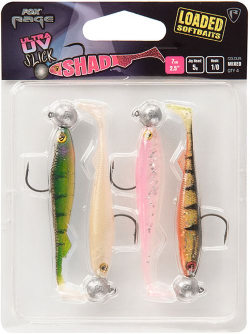 Kit Shaduri FOX RAGE UV Slick Shad Loaded, Nr.3/0, 10g, 11cm, 4buc/pac