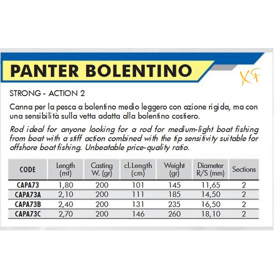 LANSETA COLMIC PANTER BOLENTINO 2.10M 200GR