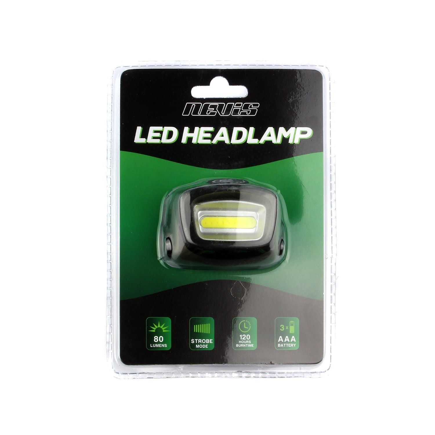 LANTERNA CAP NEVIS NEGRU-VERDE 80 lumeni