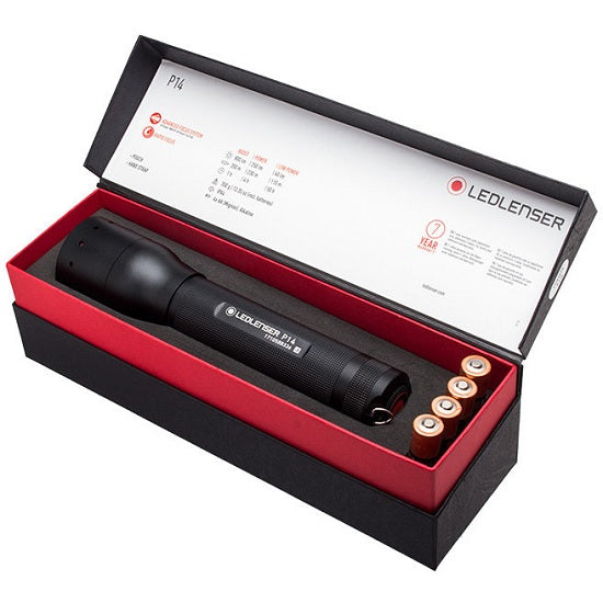 LANTERNA LED LENSER P14, 800 LUMENI / 4XAA + HUSA