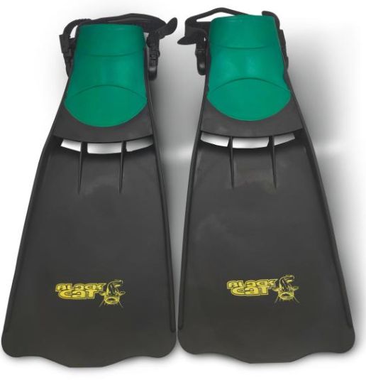 Labe Black Cat Belly Boat Fins, Black/Green, 24x56cm