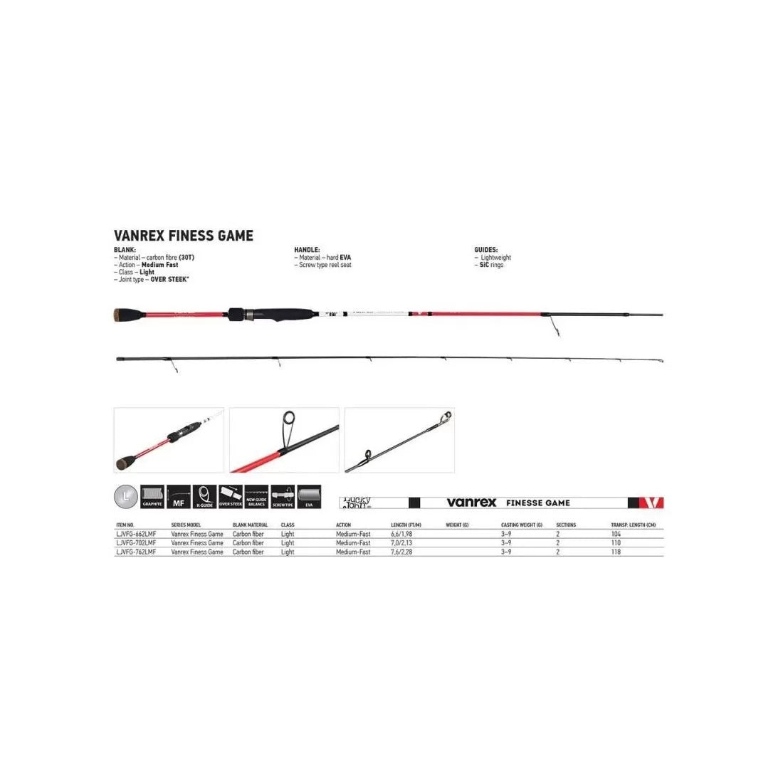 Lanseta Lucky John Vanrex Finesse Game 2.28m 3-9g 2seg