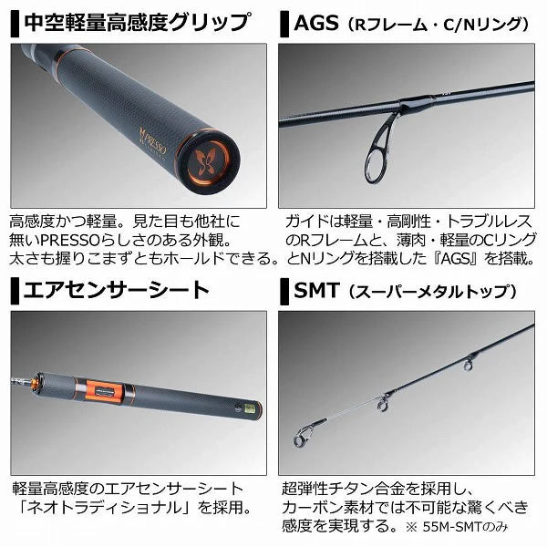 Lanseta Pastrav DAIWA Presso LTD AGS 510UL, 1.78m, 0.4-3g, 2seg