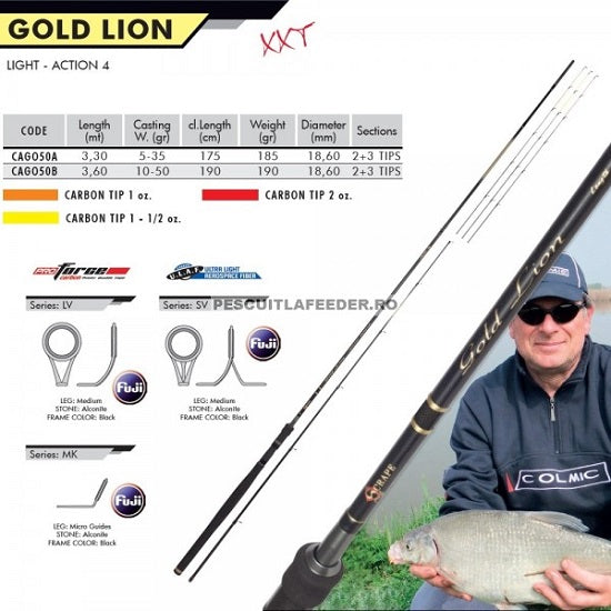 Lanseta feeder Colmic Gold Lion 3.60m 10-50g