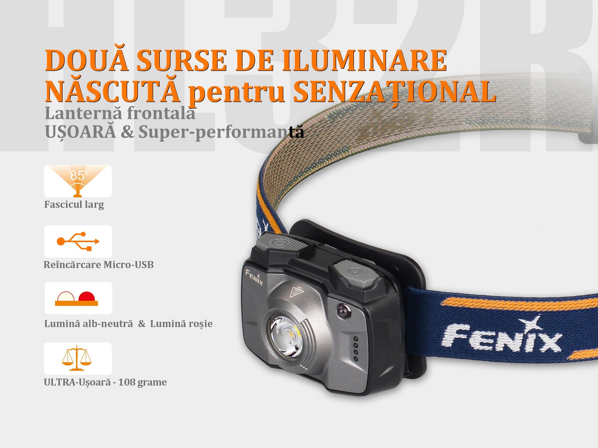 Lanterna Fenix Frontala Model HL32R BLUE