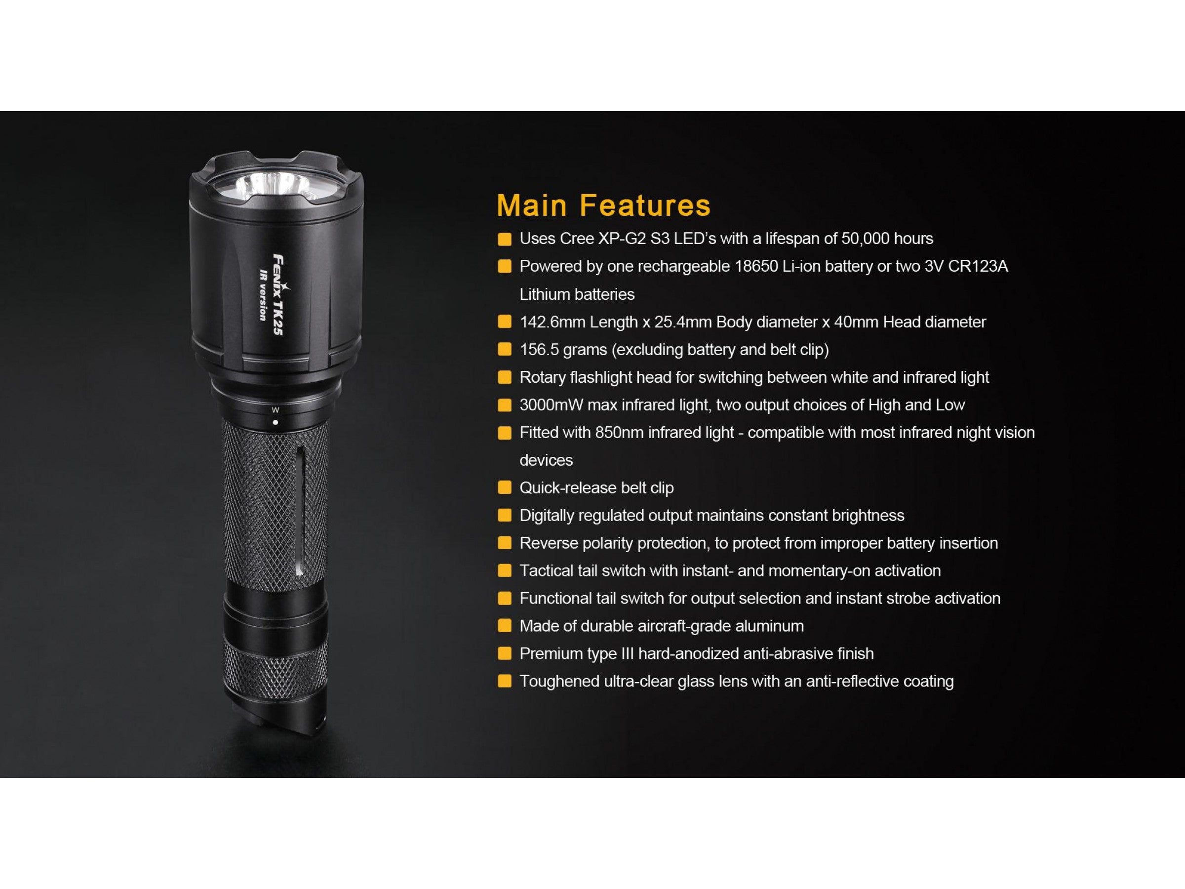 Lanterna Fenix Model TK25 Versiune IR