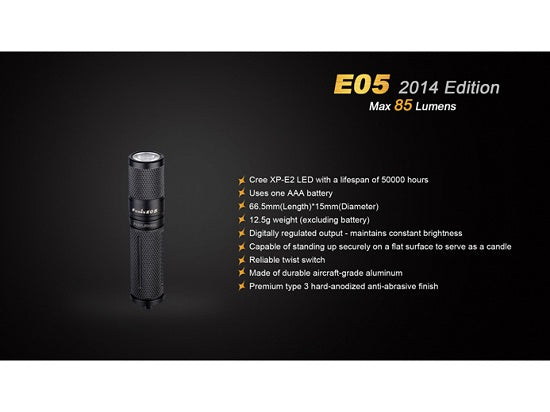Lanterna Fenix model E05 Culoare Negru