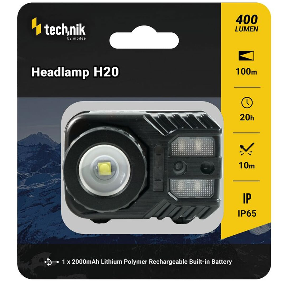 Lanterna Frontala Technik Fejlampa H20 (built-in battery) XPG-2 LED + micro USB (400 lumen)