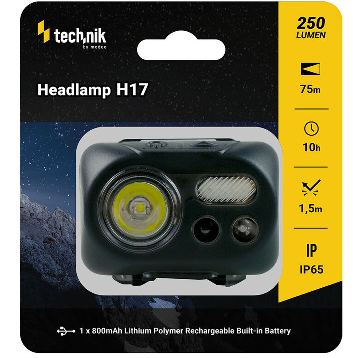 Lanterna Frontala Technik Headlamp H17 (built-in battery) L2 LED + micro USB (250 lumen)