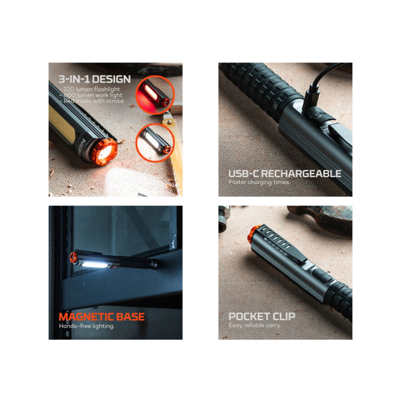 Lanterna Nebo BIG LARRY PRO +220 Lm, IPX7, 2200mAh Li-ion, Magnet, Aluminiu