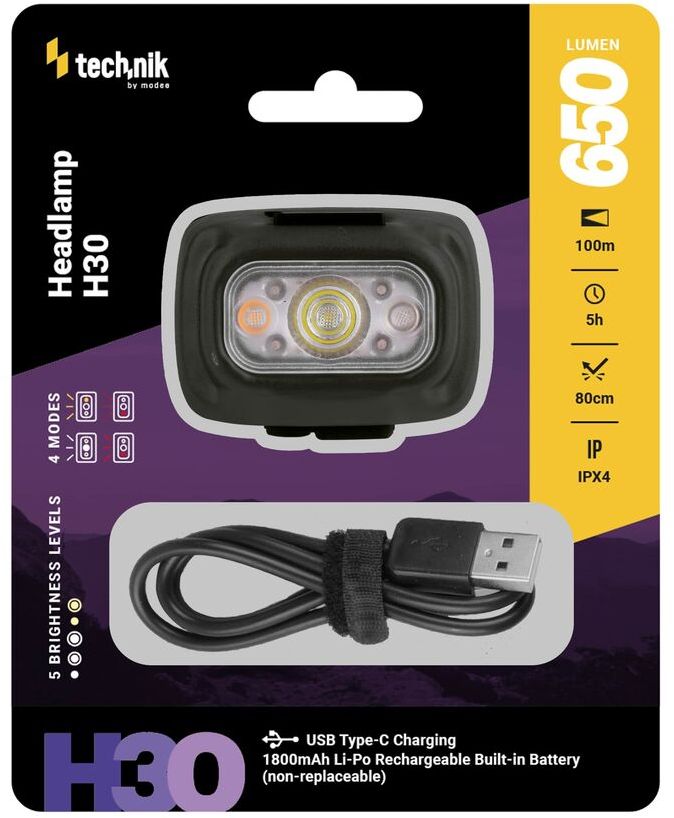 Lanterna Technik Headlamp H30 (Built-in battery) SST20 LED + red light + USB-C 650L