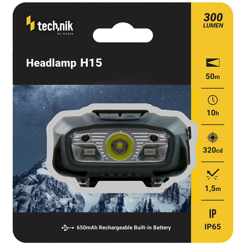 Lanterna de Cap Technik Headlamp H15 (cu baterii) XTE LED + USB Type-C (300 lumeni)