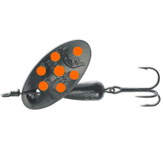 Lingurita Rotativa Panther Martin Nero Con Punti Fluo Spinner, Black/Orange, Nr.4, 4.1g, 1buc/pac