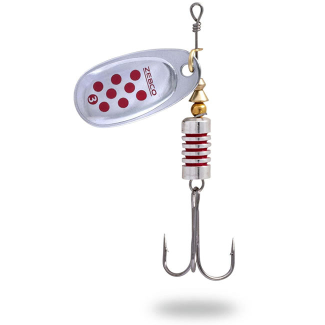 Lingurita Rotativa Zebco Trophy Z-Swirl Silver/Red Dots Sinking