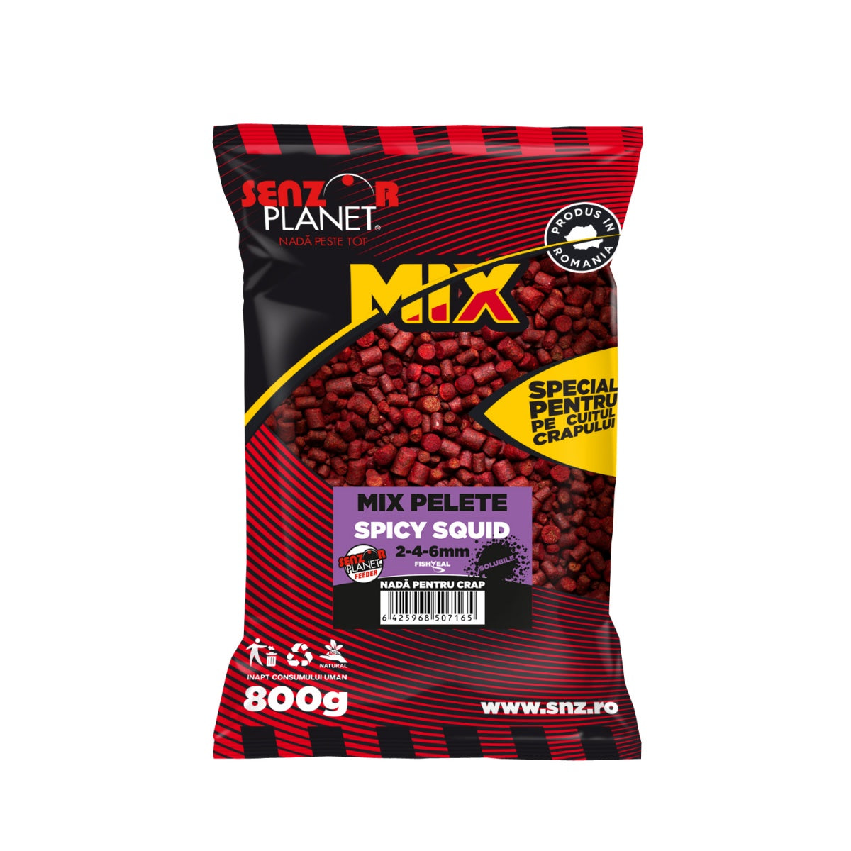MIX PELETE SENZOR FISHMEAL SPICY SQUID 2-4-6mm 800g