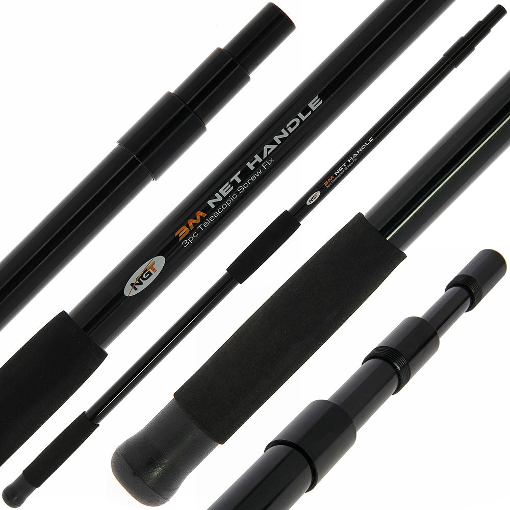Maner Minciog Telescopic NGT Screw Fix Net Handle, 3m, 3seg