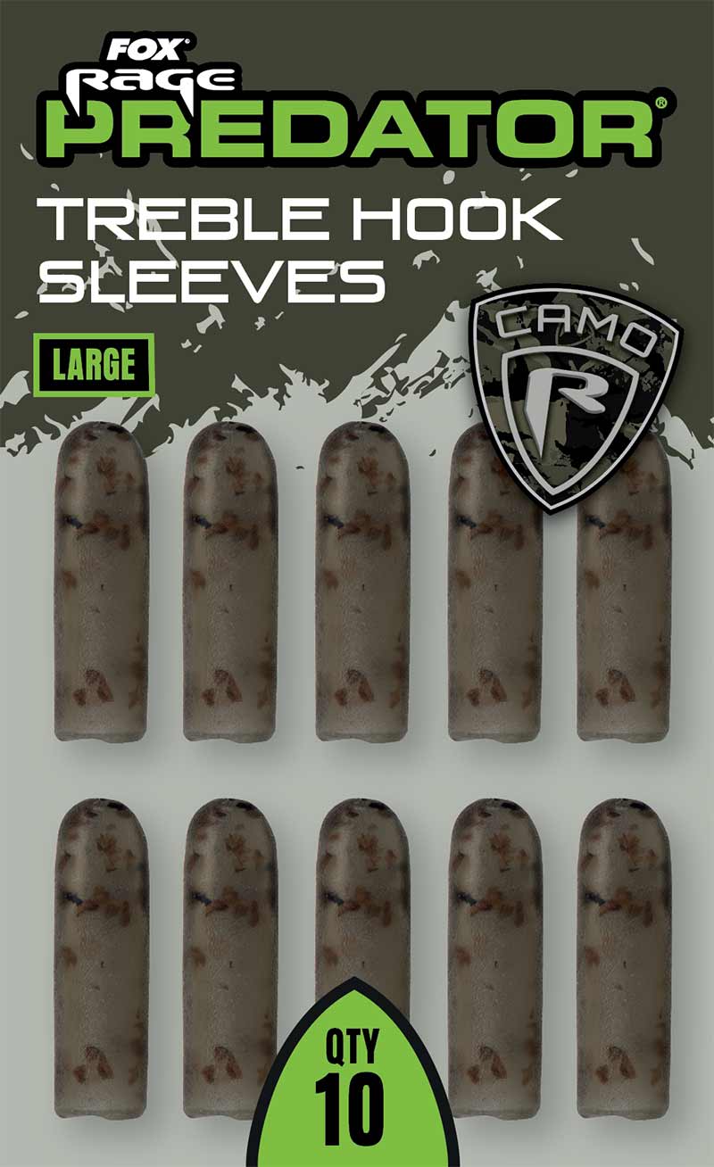 Manson Fox Rage Predator Camo Treble Hook Sleeves, Medium, 10buc/pac