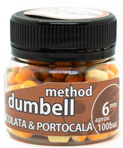 Method Dumbell Carp Baits Addicted, Ciocolata Portocala, Galben Alb, 6mm