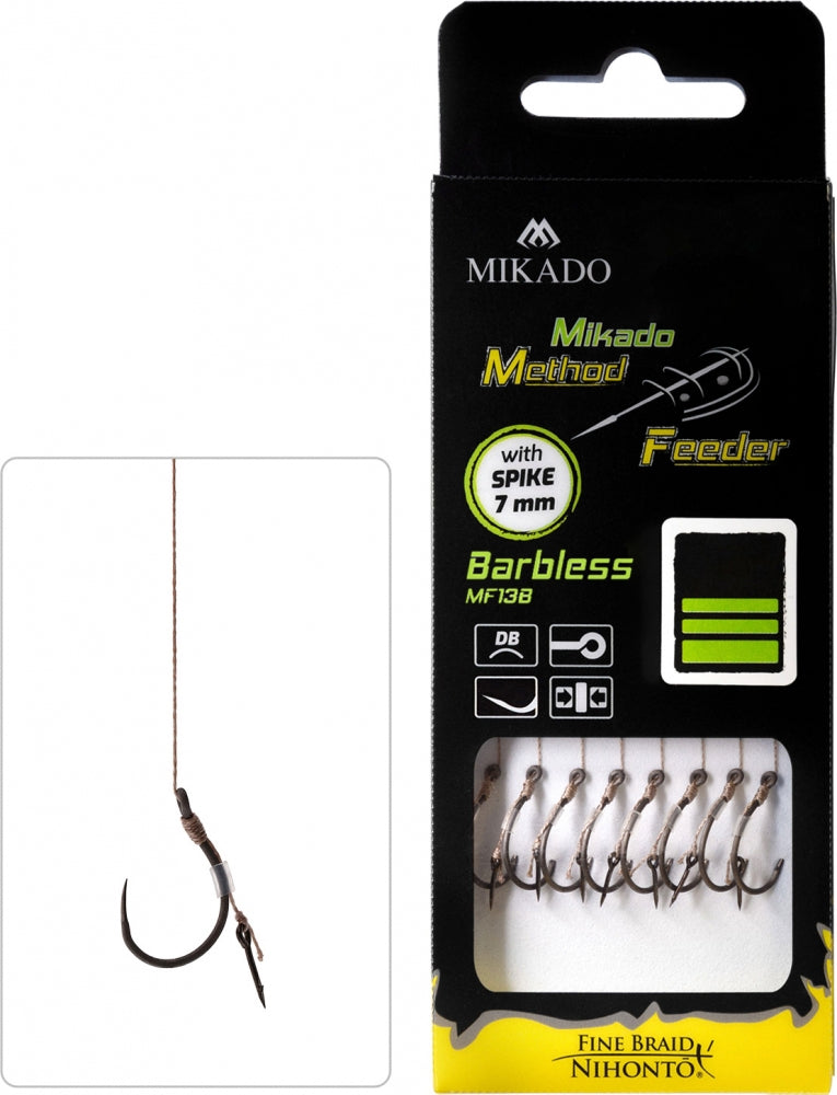 Method Feeder Rig-Spike-Carlig Fara Barbeta Nr. 12 / Fir Textil 0.12Mm/10Cm - 8 Buc
