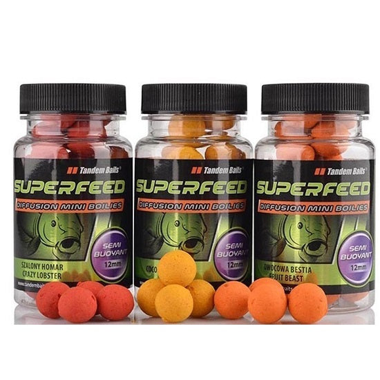 Mini Boilies Critic Echilibrate Tandem Baits SuperFeed Diffusion Semi-Buoyant 12mm 40g Squid And Orange