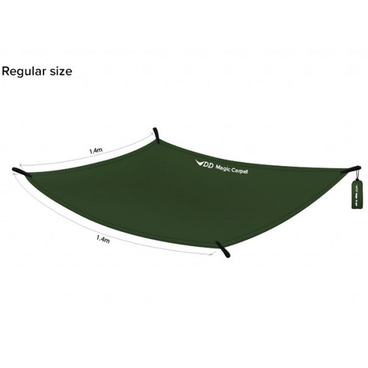 Mini Tenda DD Hammocks Prelata Magic Carpet Olive Green,  140x140cm 
