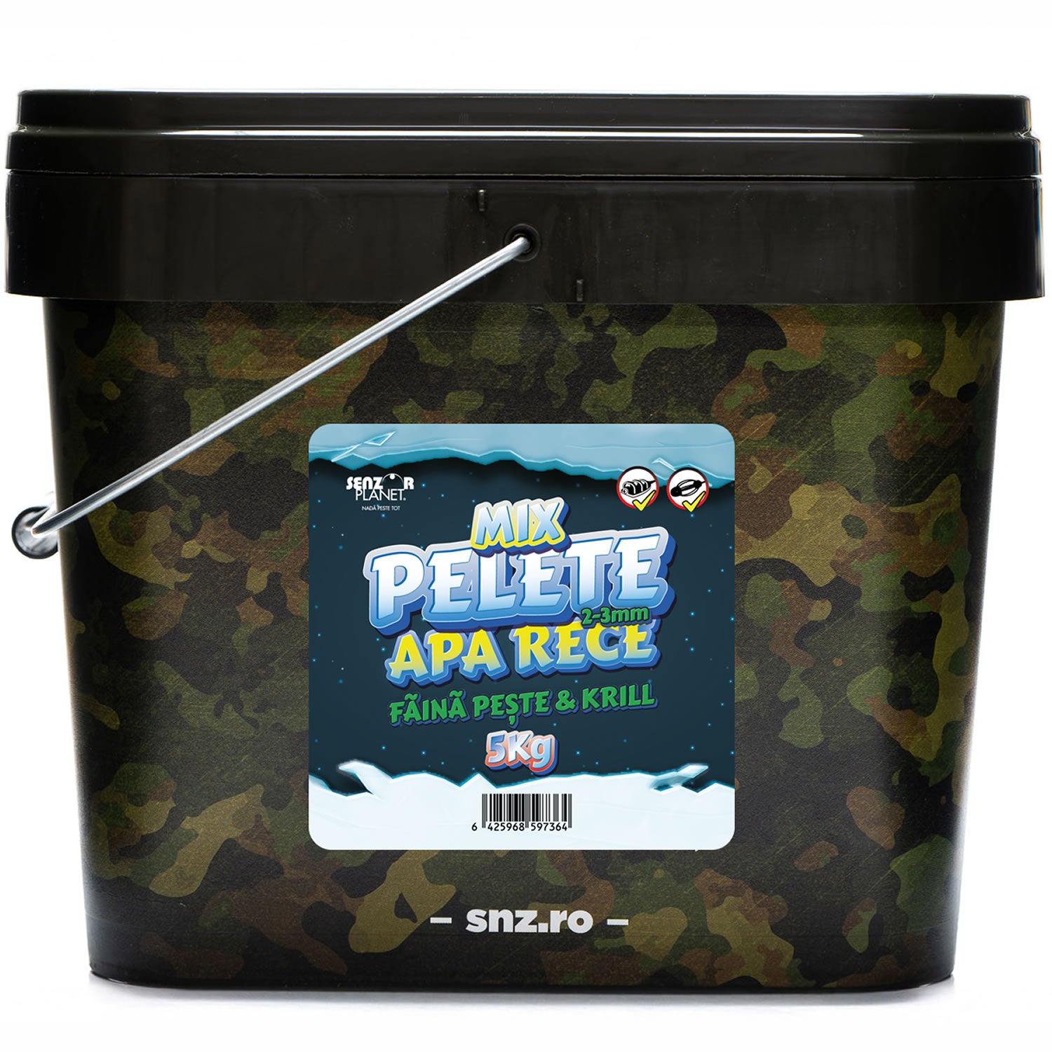 Mix Pelete SENZOR Apa Rece, Faina Peste &amp; Krill, 2-3mm, 5kg + Activator