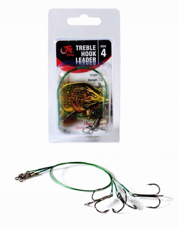 Montura Filfishing Treble Hook Leader, Nr 4, 12kg, 30cm, 3 Buc/Plic