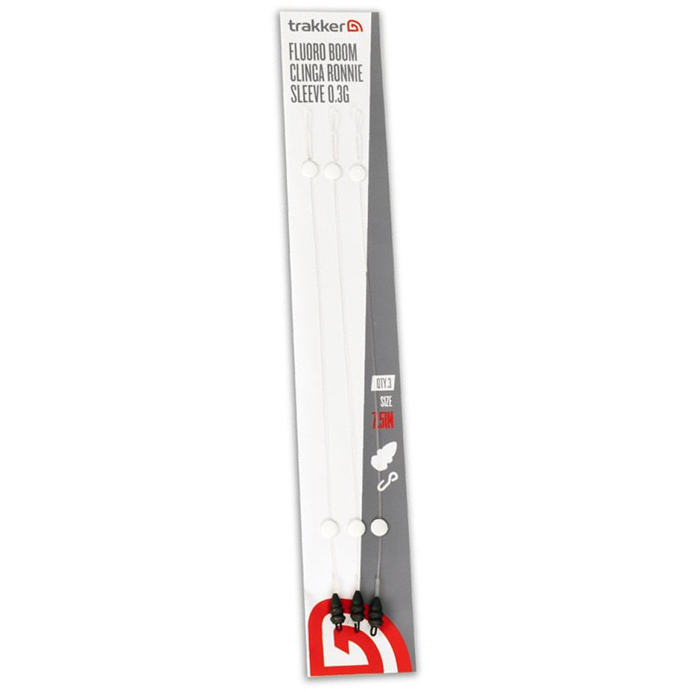 Montura Fluorocarbon Ronnie Rig TRAKKER Fluoro Boom Clinga Ronnie Sleeve, 19cm, 30lbs, 3buc/pac