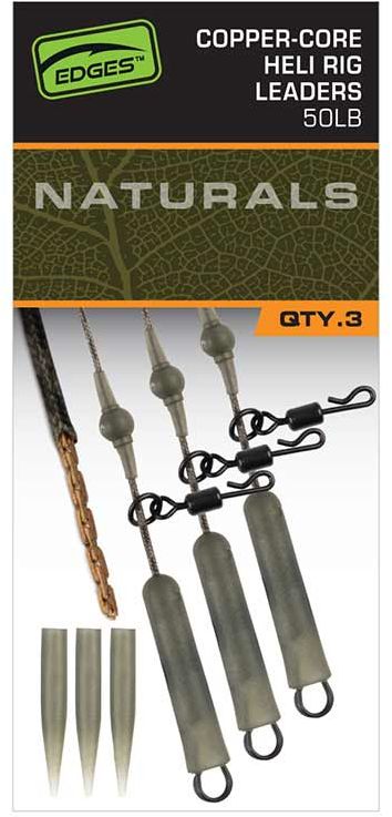 Montura Fox Edges Naturals Copper-Core Heli Rig Leaders, 75cm, 3buc/pac