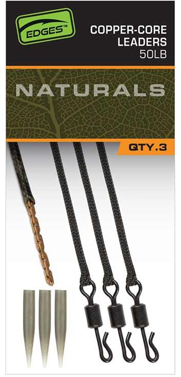 Montura Fox Edges Naturals Copper-Core Leaders, 75cm, 3buc/pac