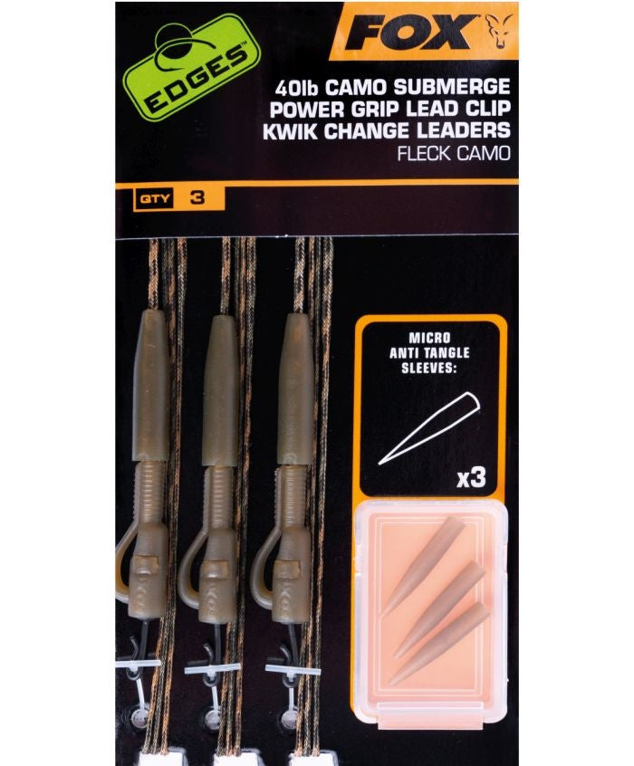 Montura Fox Edges Submerge Camo Leader Lead Clip Kwik Change Kit, 3buc/set 40LBS